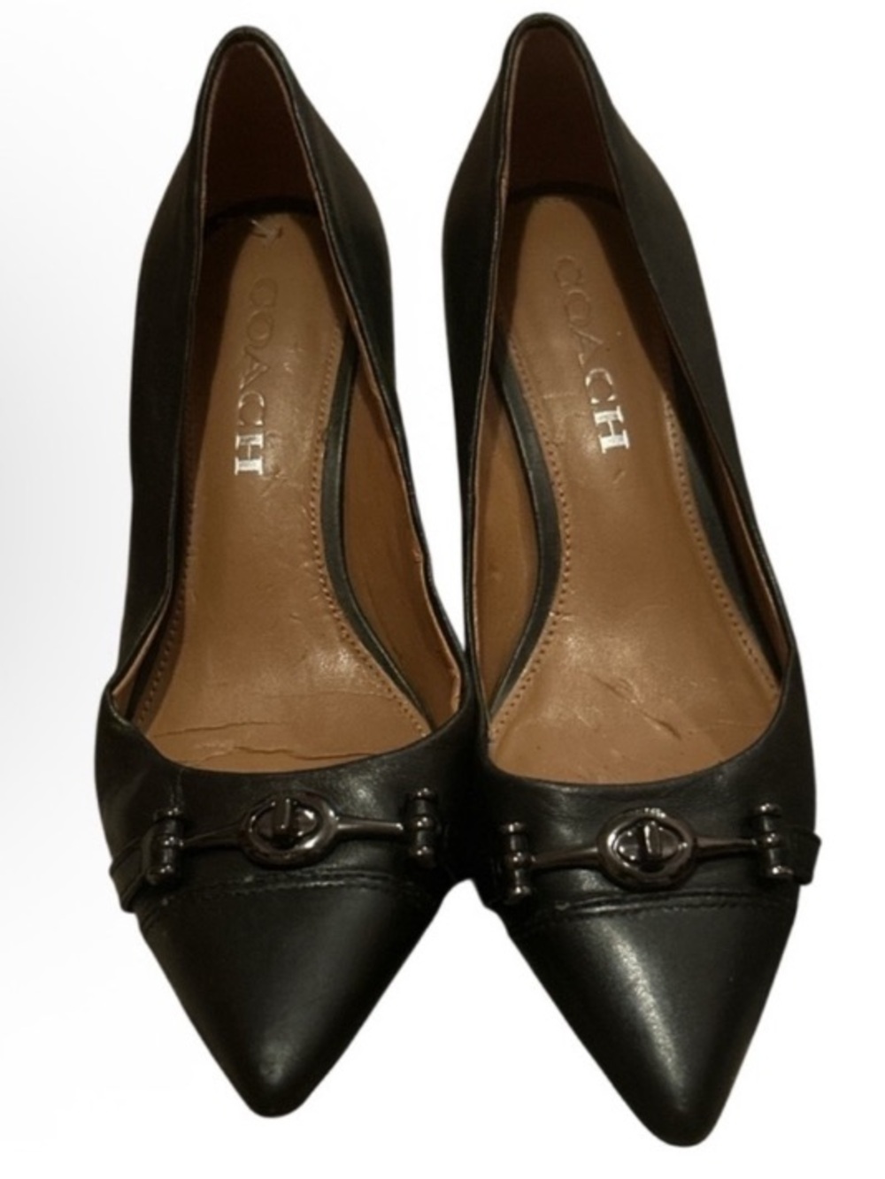 Coach Black Leather Pointed Toe Kitten Heel Pumps – Size 5.5✨ - Picture 4 of 5